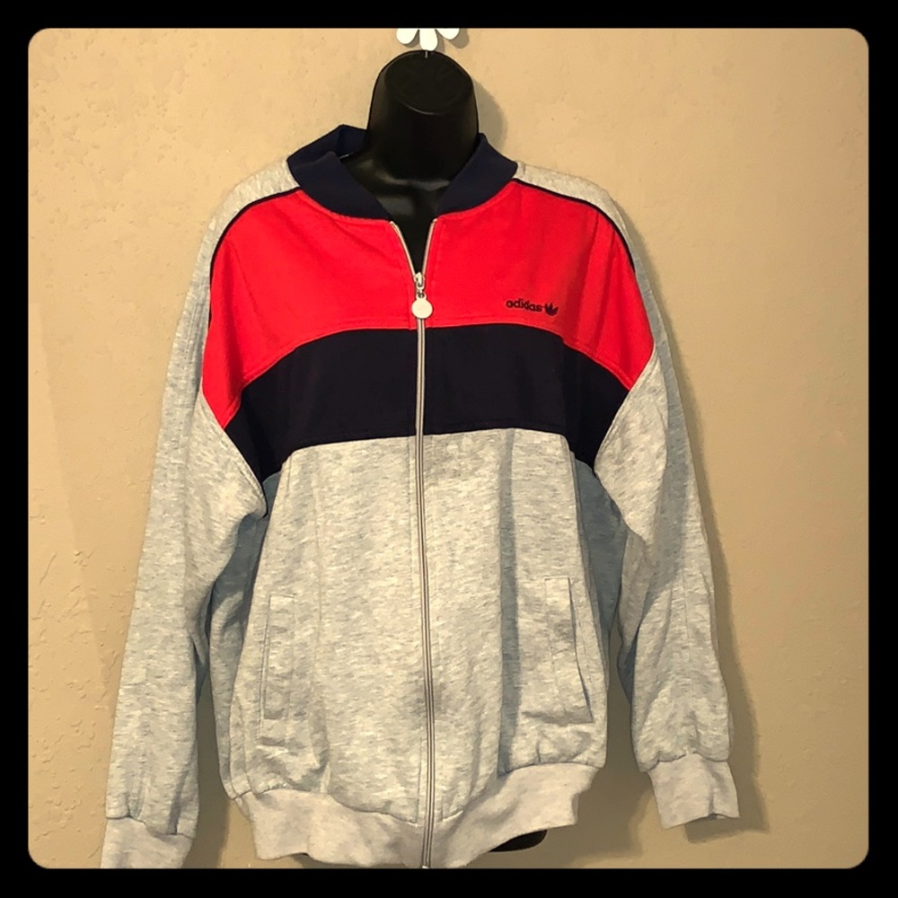Vintage Adidas Red and Gray Jacket